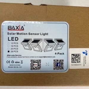 Baxia | NEW Solar Powered Motion Sensor Outdoor Lights | 4-Pack | Weatherproof |